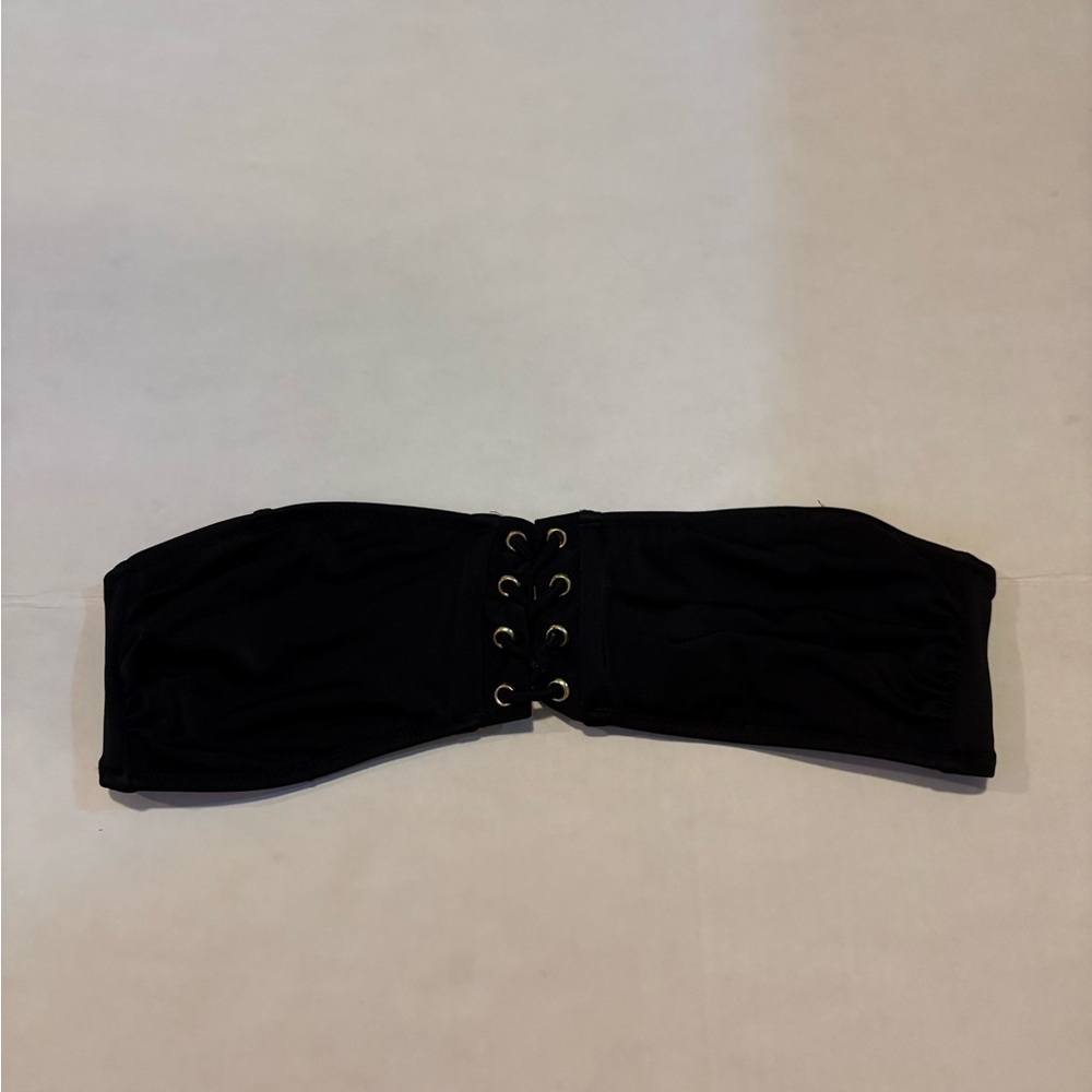 PINK Victoria's Secret Black Lace-Up Bandeau